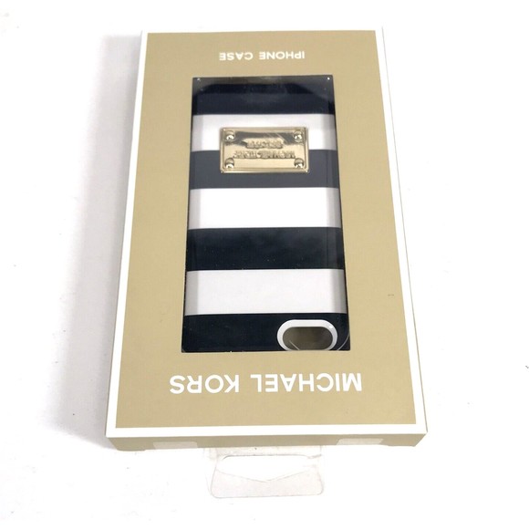 Michael Kors iPhone 5 Fitted Phone Case Hard Plastic Navy White Striped 5"x2.5" - Picture 6 of 8